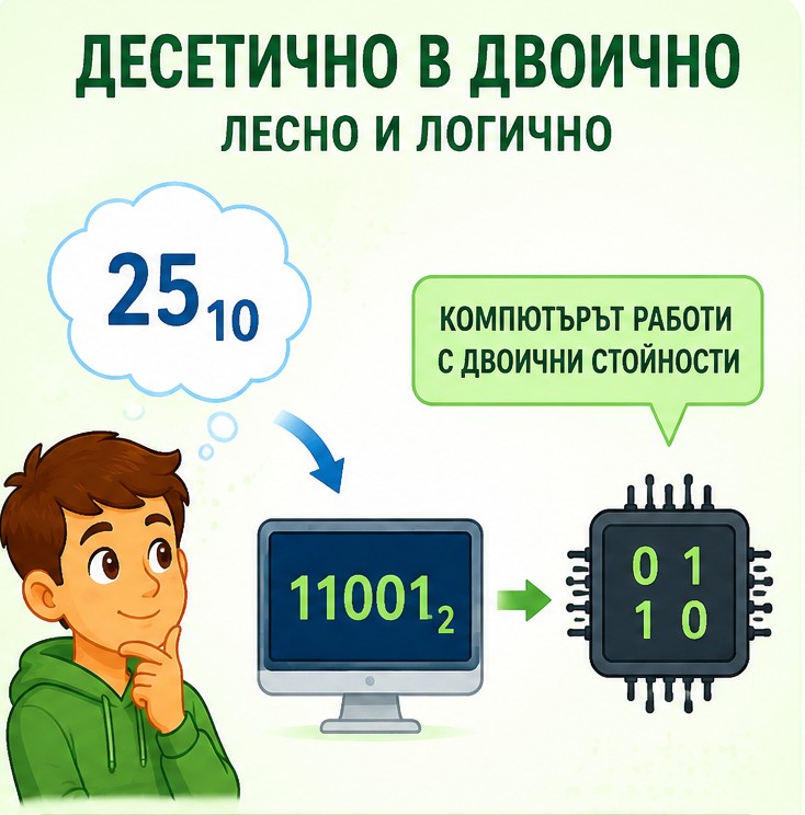 Преобразуване от десетична в двоична бройна система изображение 2